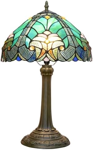 Blivuself Tiffany Table Lamp | 12" Green Stained Glass Antique Desk Light