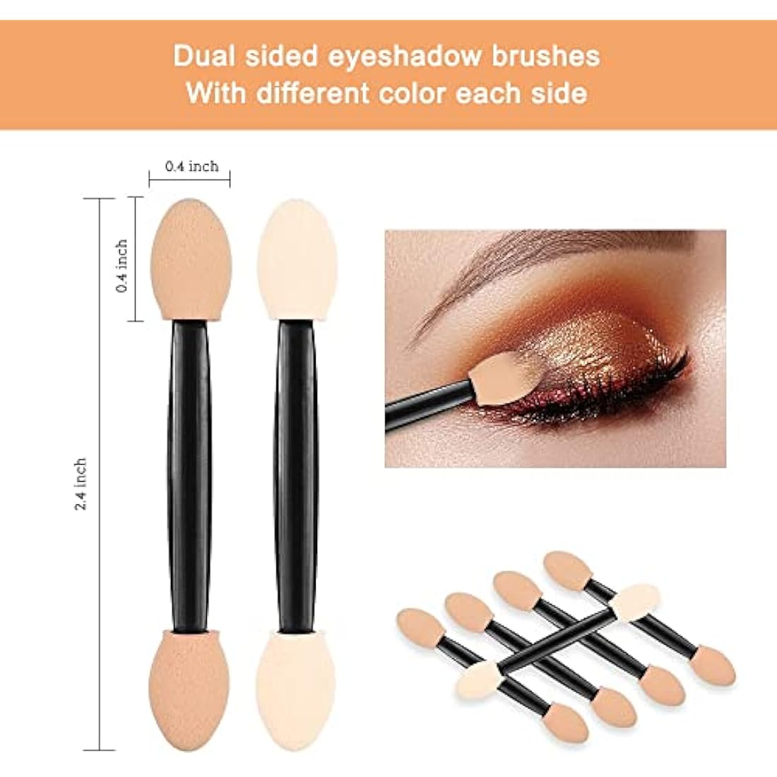 50pcs Disposable Eyeshadow Applicators | Dual-Sided Sponge Brushes
