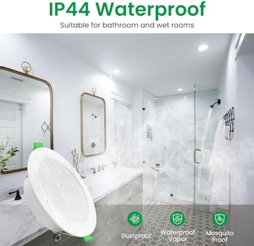 ALUSSO LIGHTING LED Downlights – 8W Dimmable IP44 Recessed Lights, 6 Pack