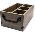 GoCraft Grey Washed Mango Wood 4-Compartment Flatware and Napkin Caddy