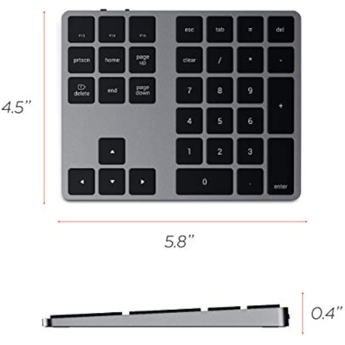 Satechi Bluetooth Extended Numeric Keypad – Slim Aluminum USB-C Rechargeable