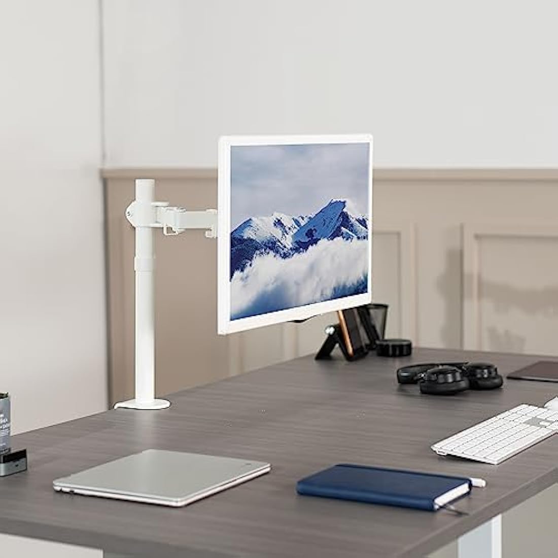 VIVO Single Monitor Arm Mount for 32-38 inch Screens, White | STAND-V001W