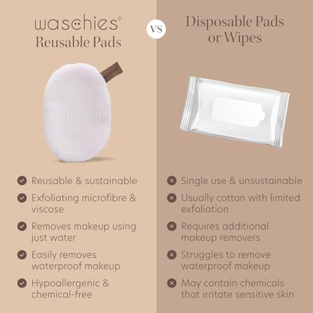 waschies Reusable Face Pads Gift Box – 7 Pack White Microfibre Set