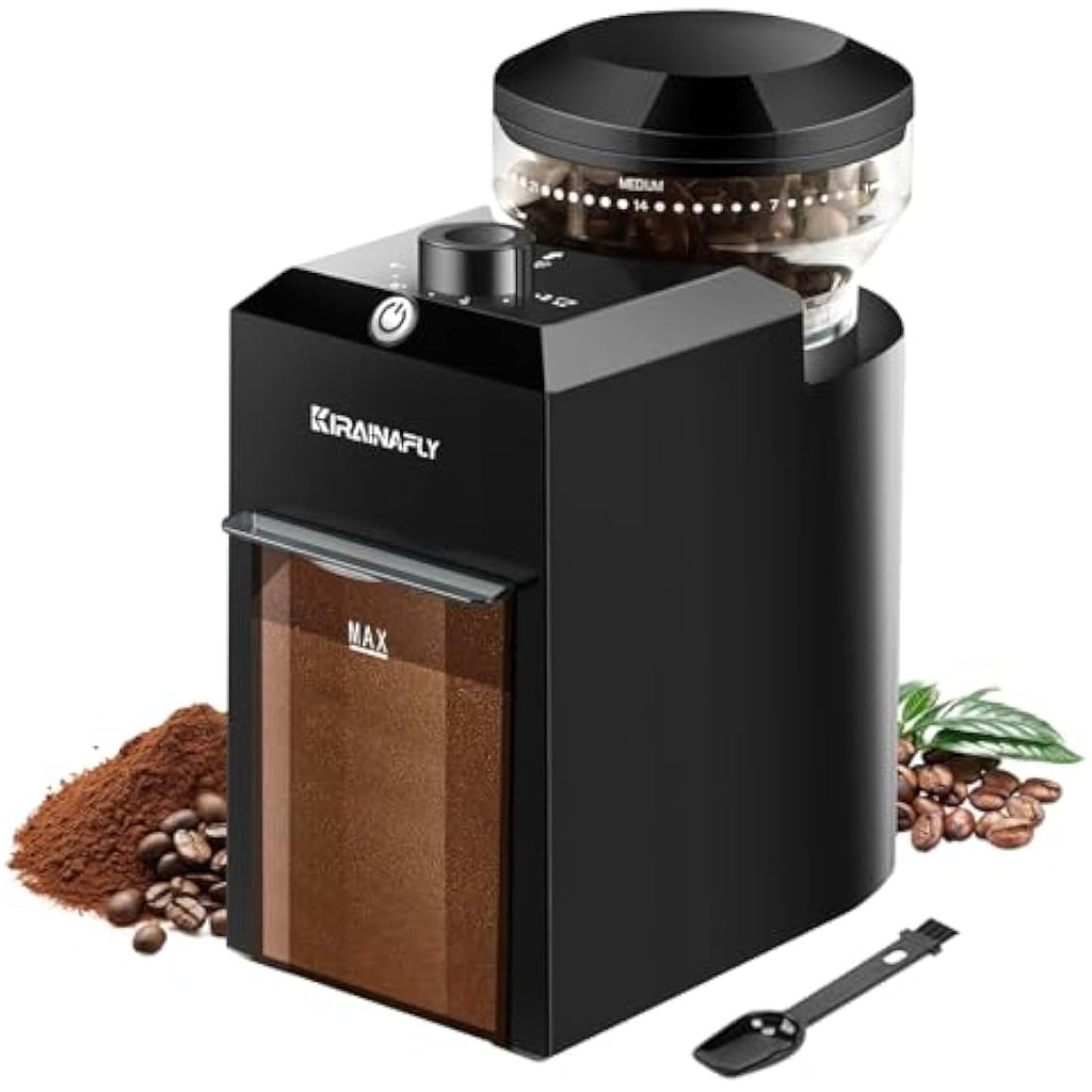 KINRAINAFLY Electric Burr Coffee Grinder | 28 Settings for Espresso