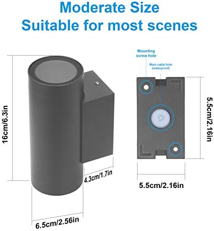 Klighten IP65 Outdoor Wall Light – 2 Pack Modern Aluminum Up Down Lamp