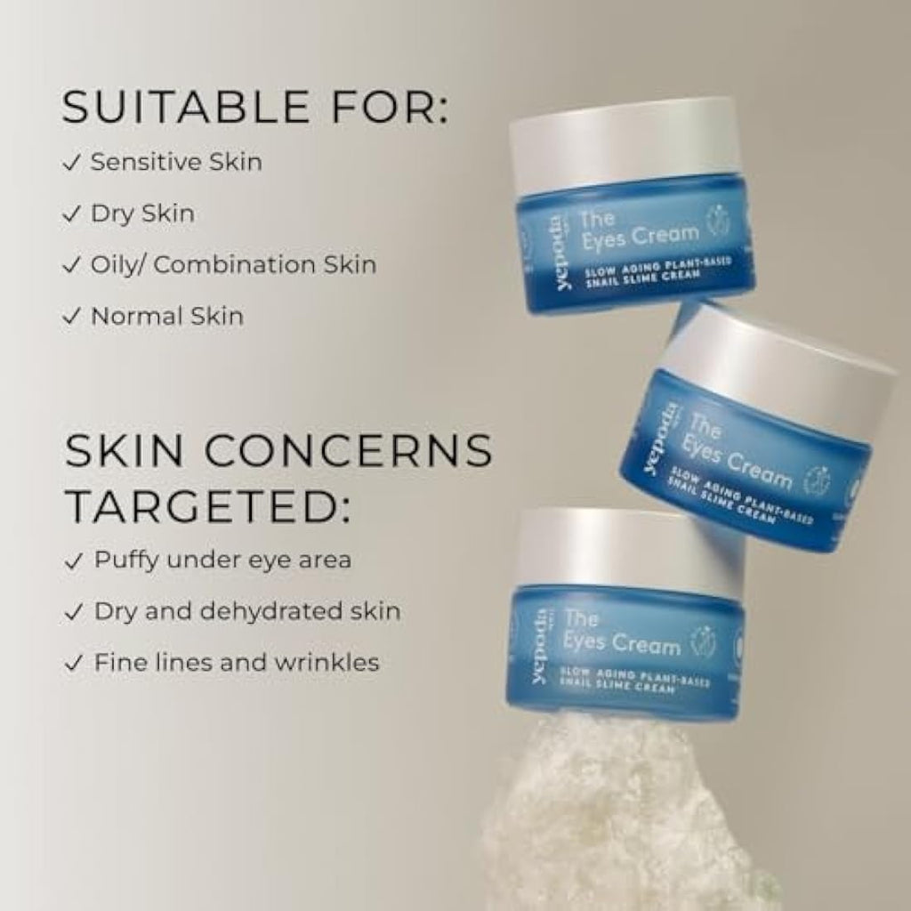 Yepoda The Eyes Cream | Hydrating Vegan Korean Eye Cream with Phytomucin