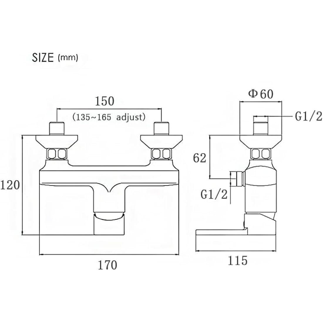 Chrome Shower Mixer Tap | Wall Mounted Brass Valve