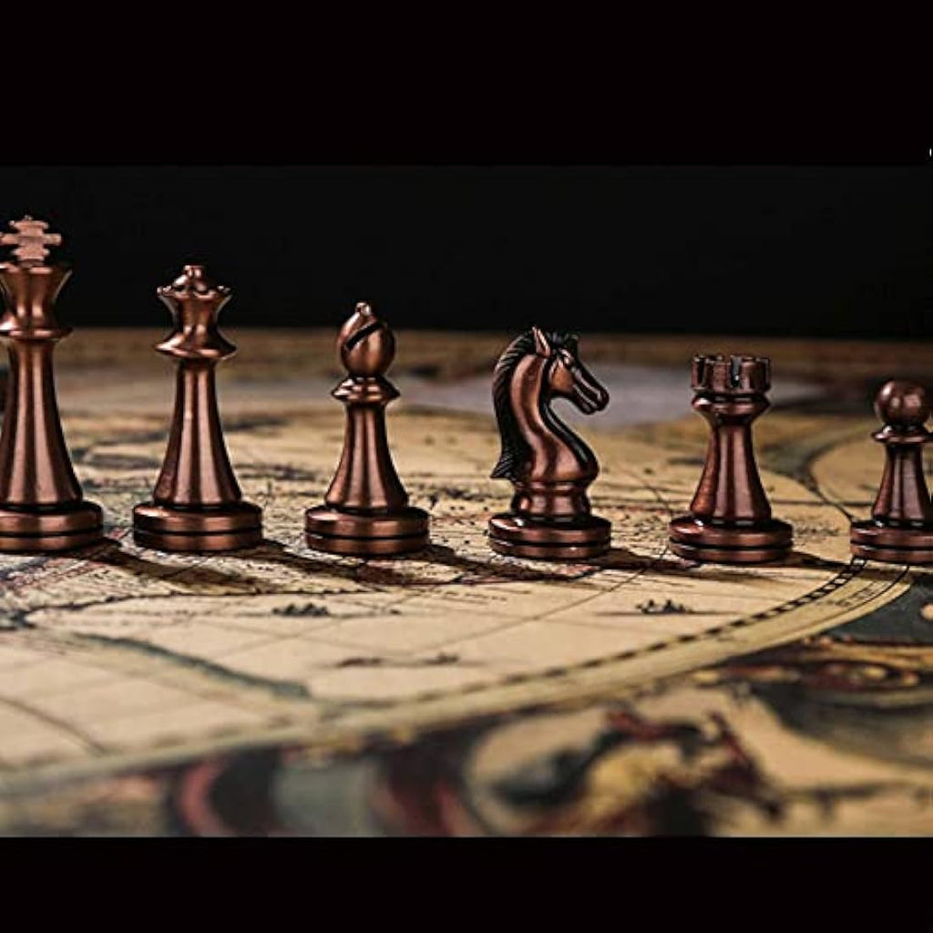 Jolof Store Luxury Metal Chess Set – Portable Folding Bronze Board Game