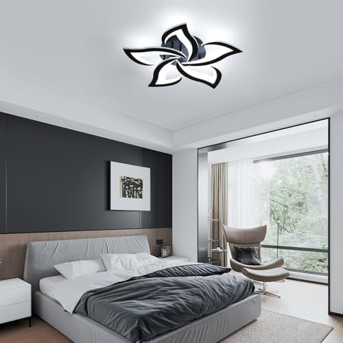 Comely Modern Petal LED Ceiling Light | 60W 6750LM Black Chandelier