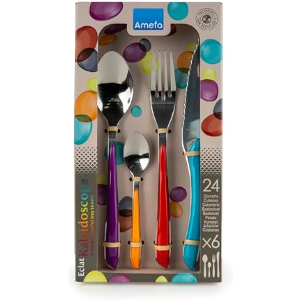 Amefa ECLAT 24pc Cutlery Set – Colorful 18/0 Stainless Steel Dining