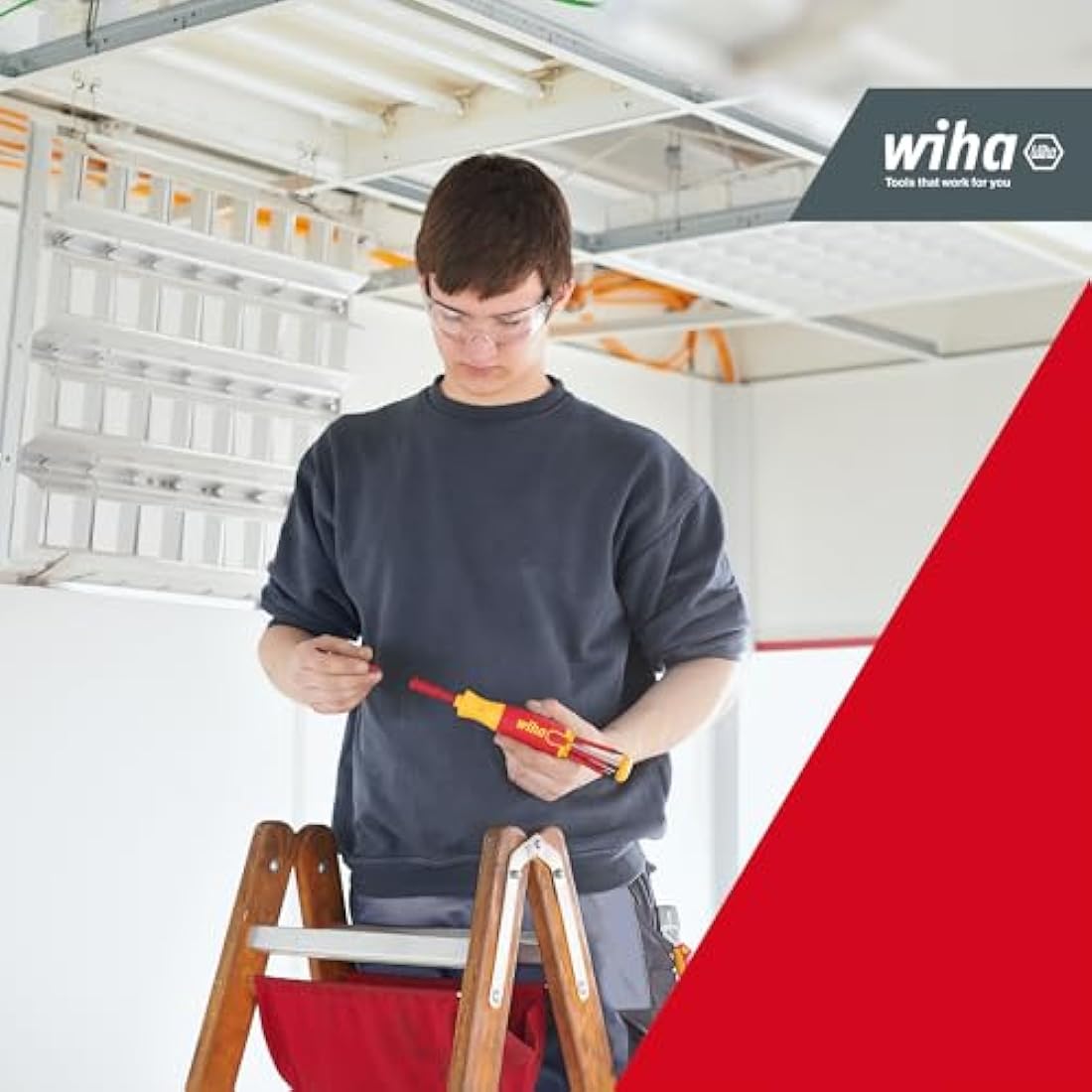 Wiha LiftUp Electric Insulated VDE Screwdriver Set - Red/Yellow
