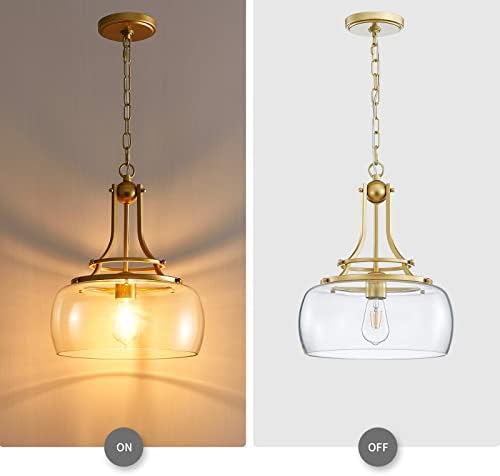 WUZUPS Industrial Gold Farmhouse Chandelier | Round Glass Pendant Light