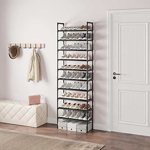AcornFort 10-Tier Tall Shoe Rack Organiser – 30 Pair Storage Shelf, Black