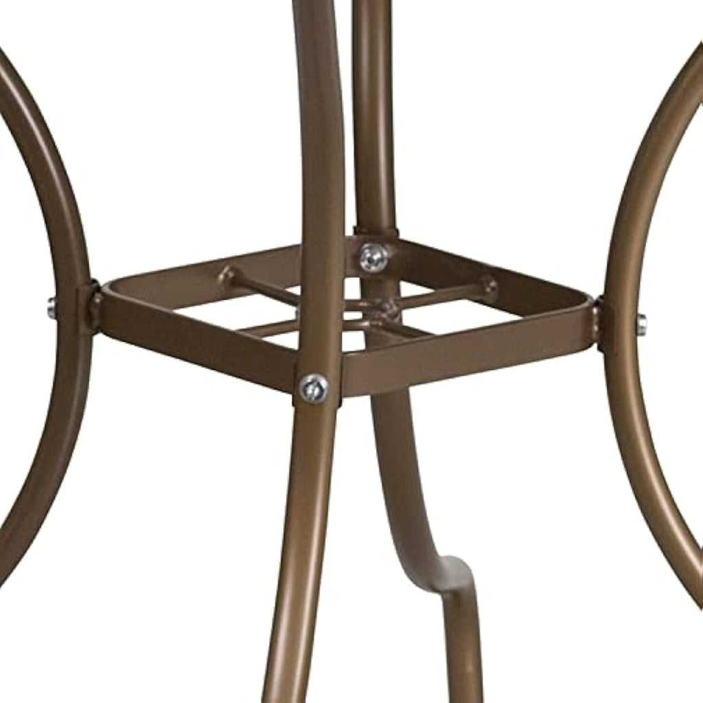 Flash Furniture Oia 35.5" Square Gold Steel Patio Table with Umbrella Hole