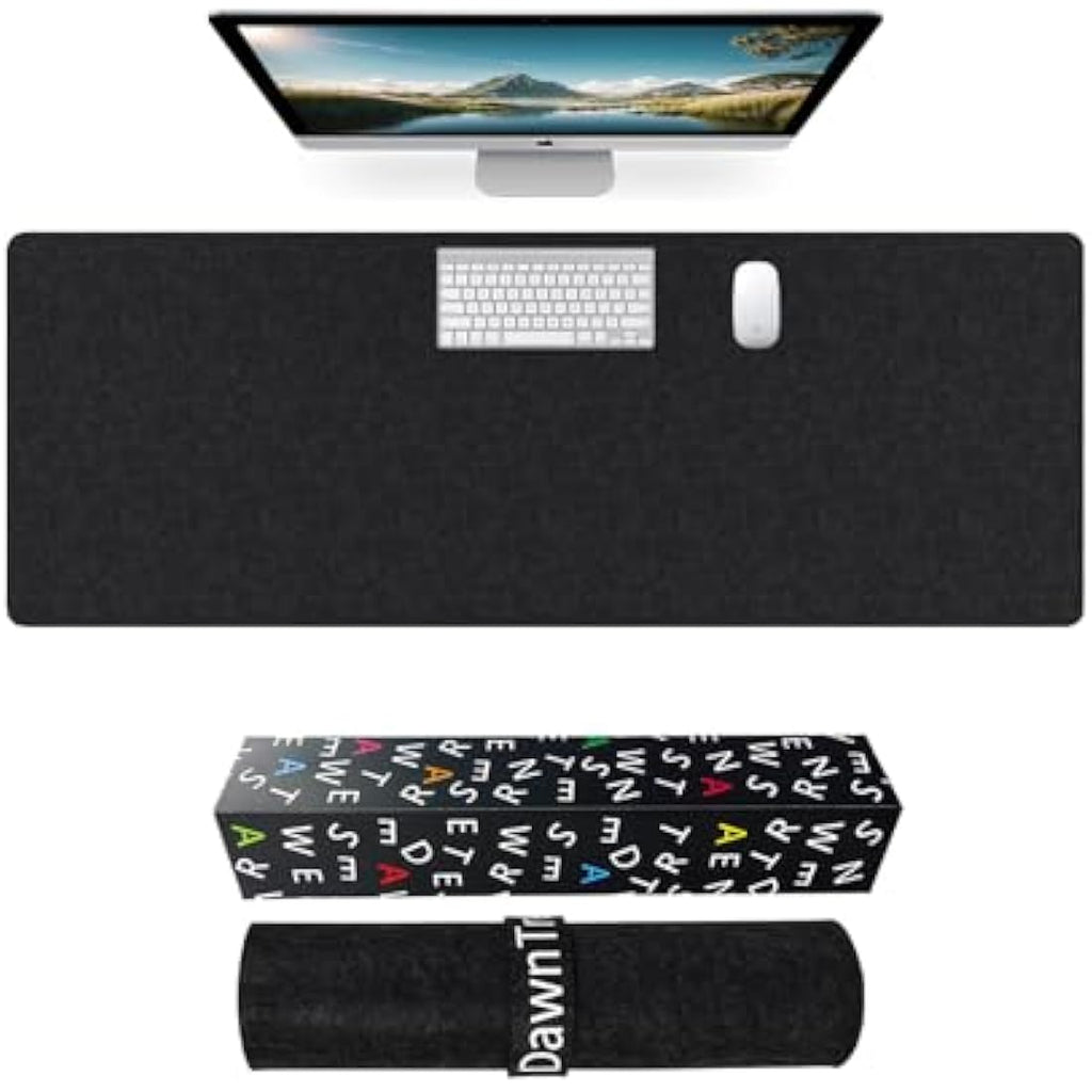 DawnTrees Felt Desk Mat - Extra Large 120x50cm Keyboard Pad, Dark Grey