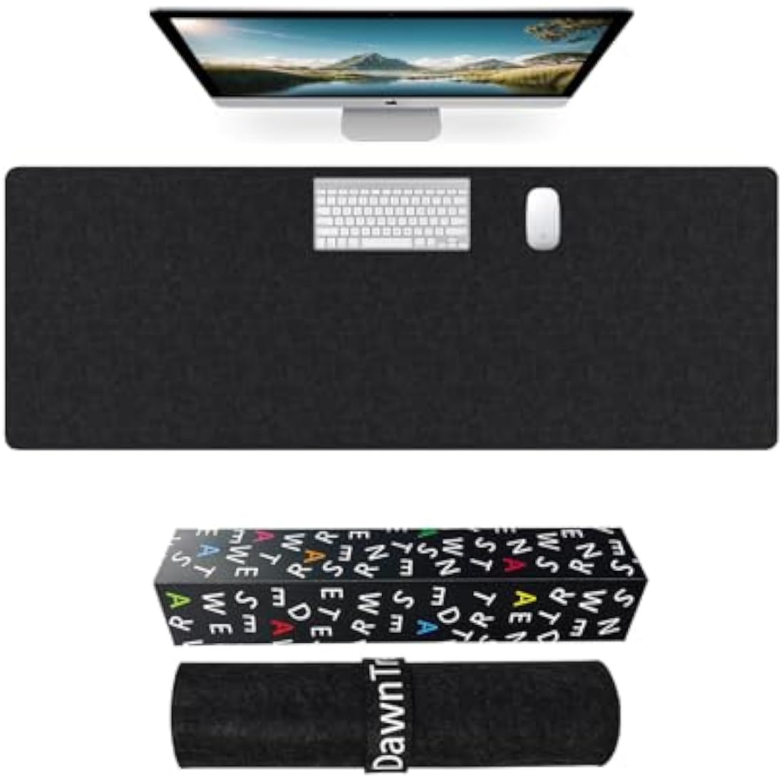 DawnTrees Felt Desk Mat - Extra Large 120x50cm Keyboard Pad, Dark Grey