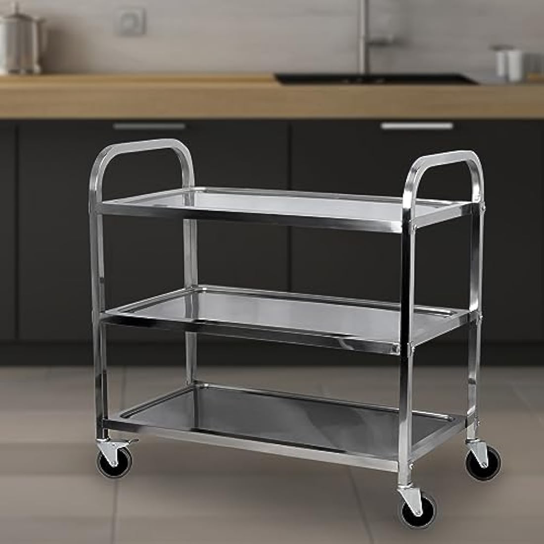 uyoyous 3-Tier Stainless Steel Utility Cart with Locking Wheels