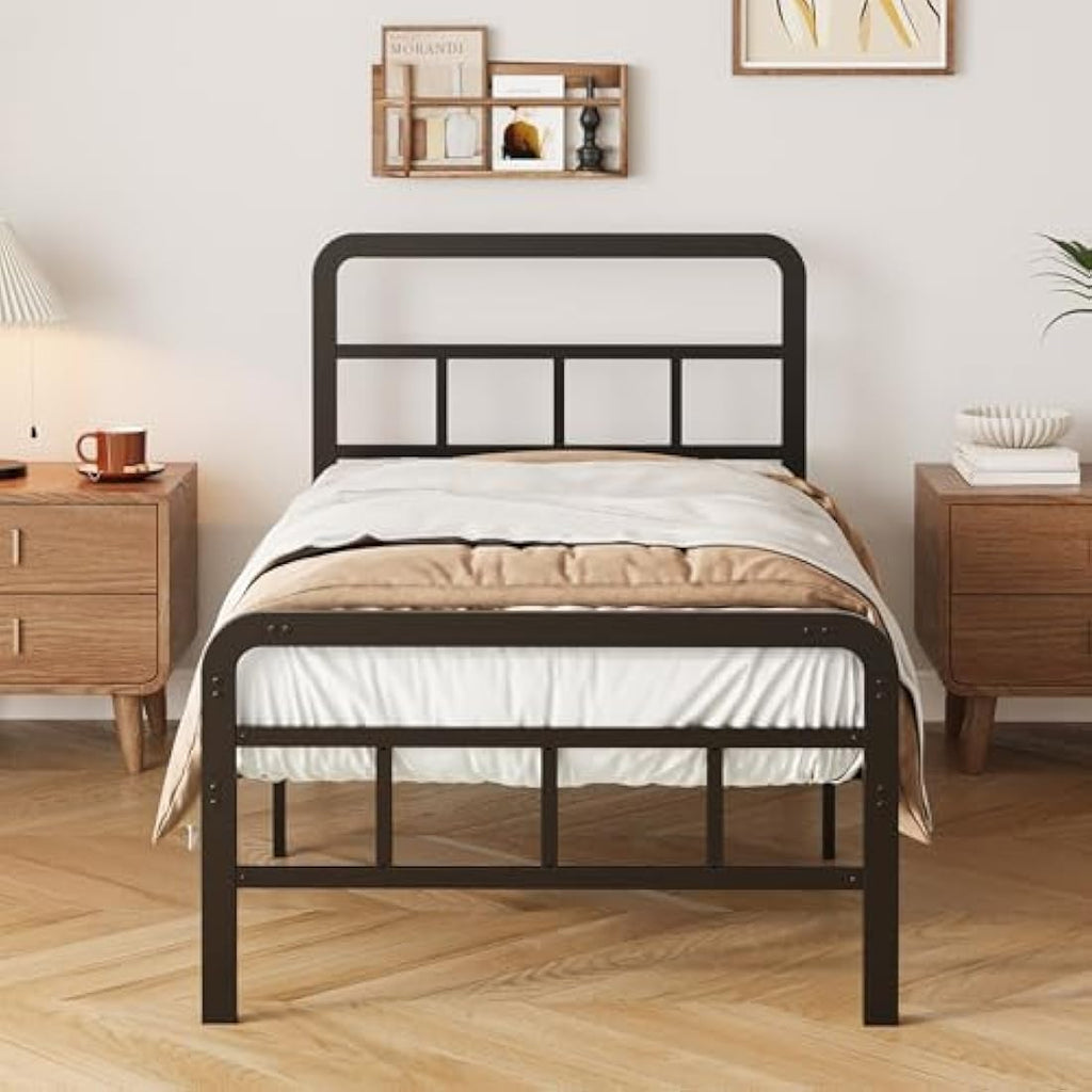 Yicensen Small Single Metal Bed Frame – Black Platform Bed 75x190cm