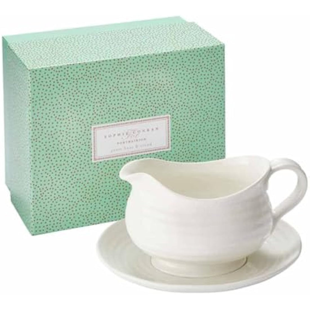 Portmeirion Porcelain Gravy Boat and Stand | White 0.55L Serving Set