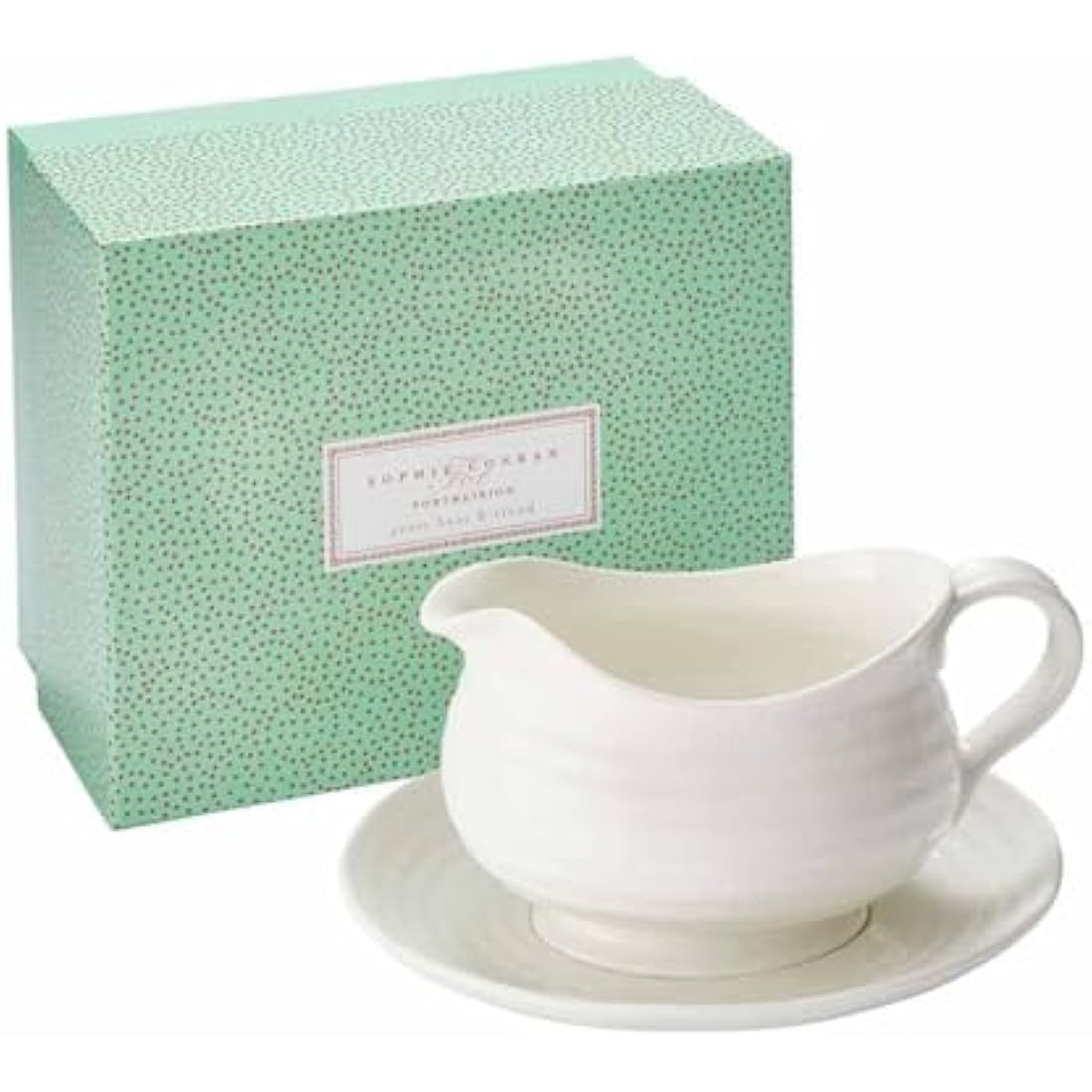 Portmeirion Porcelain Gravy Boat and Stand | White 0.55L Serving Set