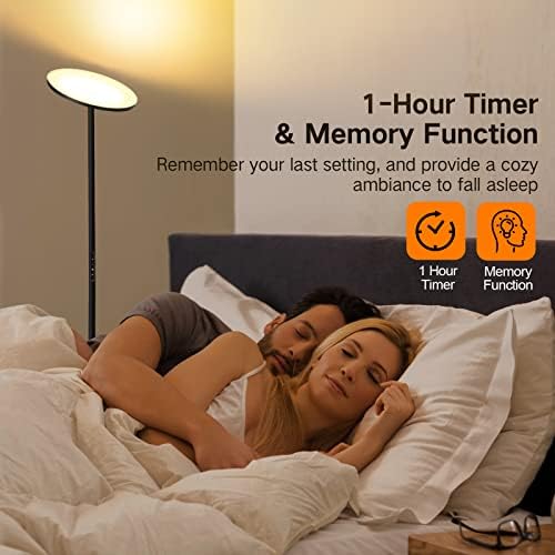 OUTON LED Floor Lamp – 30W 3000LM Modern Dimmable Torchiere with Remote