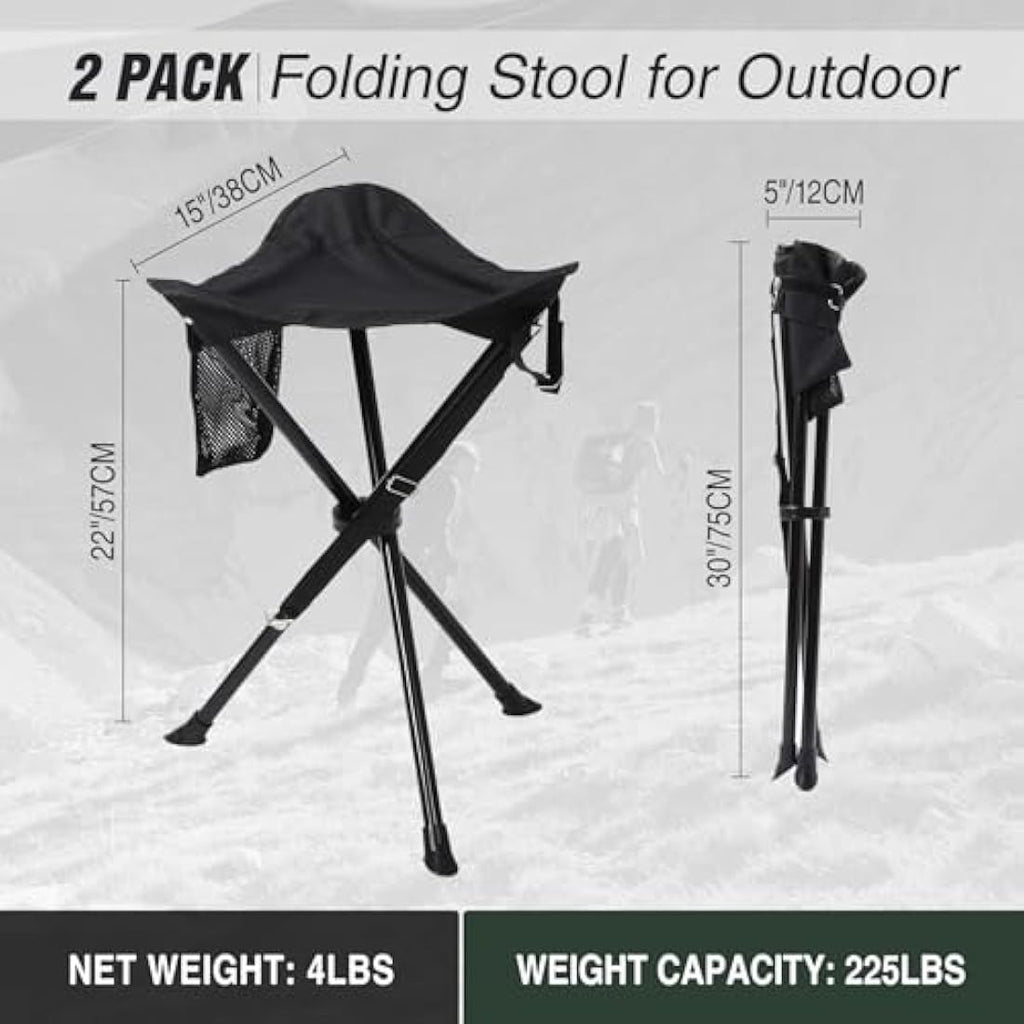 REDCAMP 2 Pack Tall Tripod Stool – 22.4" Folding Portable Camping Chairs