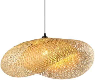 Schindora 40cm Bamboo Straw Hat Pendant Light – Retro E27 Ceiling Fixture