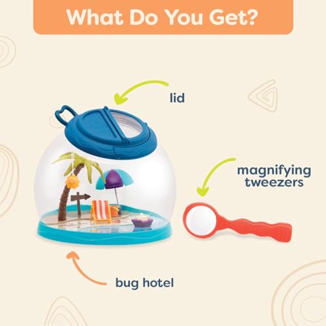 B. toys Tiki Retreat Bug Catcher Kit – 2pc Critter Cage with Magnifier