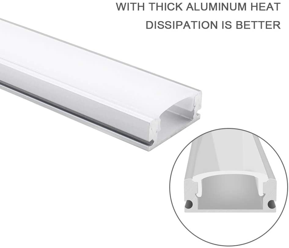 Jirvyuk LED Channel 10-Pack | 1m Aluminum Profile with Milky White Cover