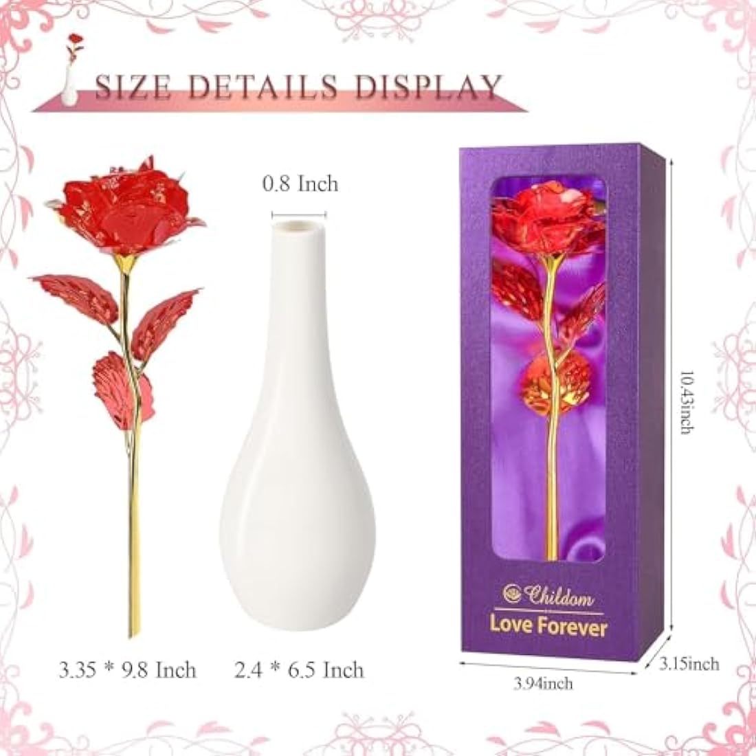 Artificial Rose Flower with Vase – Everlasting Gift for Her