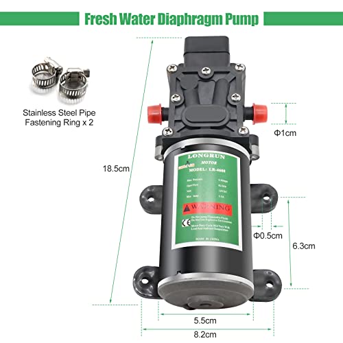 LONGRUN 12V Diaphragm Water Pump | 100 PSI Self Priming for Caravan & Boat