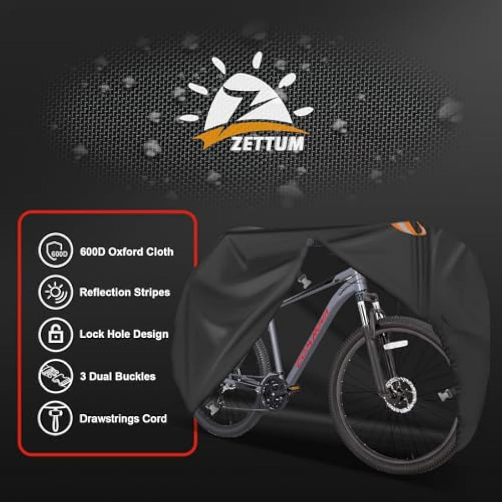 Zettum Heavy Duty Bike Cover | 600D Waterproof Outdoor Bicycle Storage