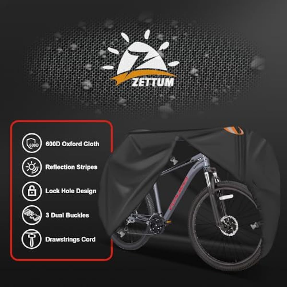 Zettum Heavy Duty Bike Cover | 600D Waterproof Outdoor Bicycle Storage
