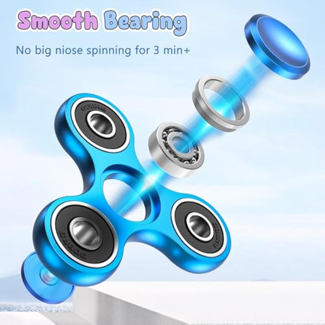 Aolcev Metal Fidget Spinner – Stainless Steel EDC Toy for ADHD, Blue