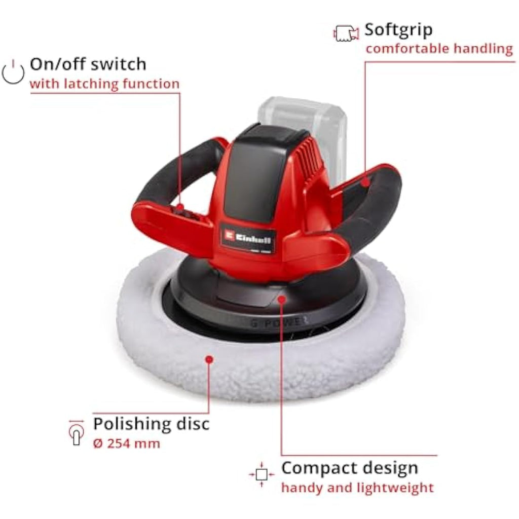 Einhell Power X-Change 18V Cordless Car Polisher & Buffer – 254mm