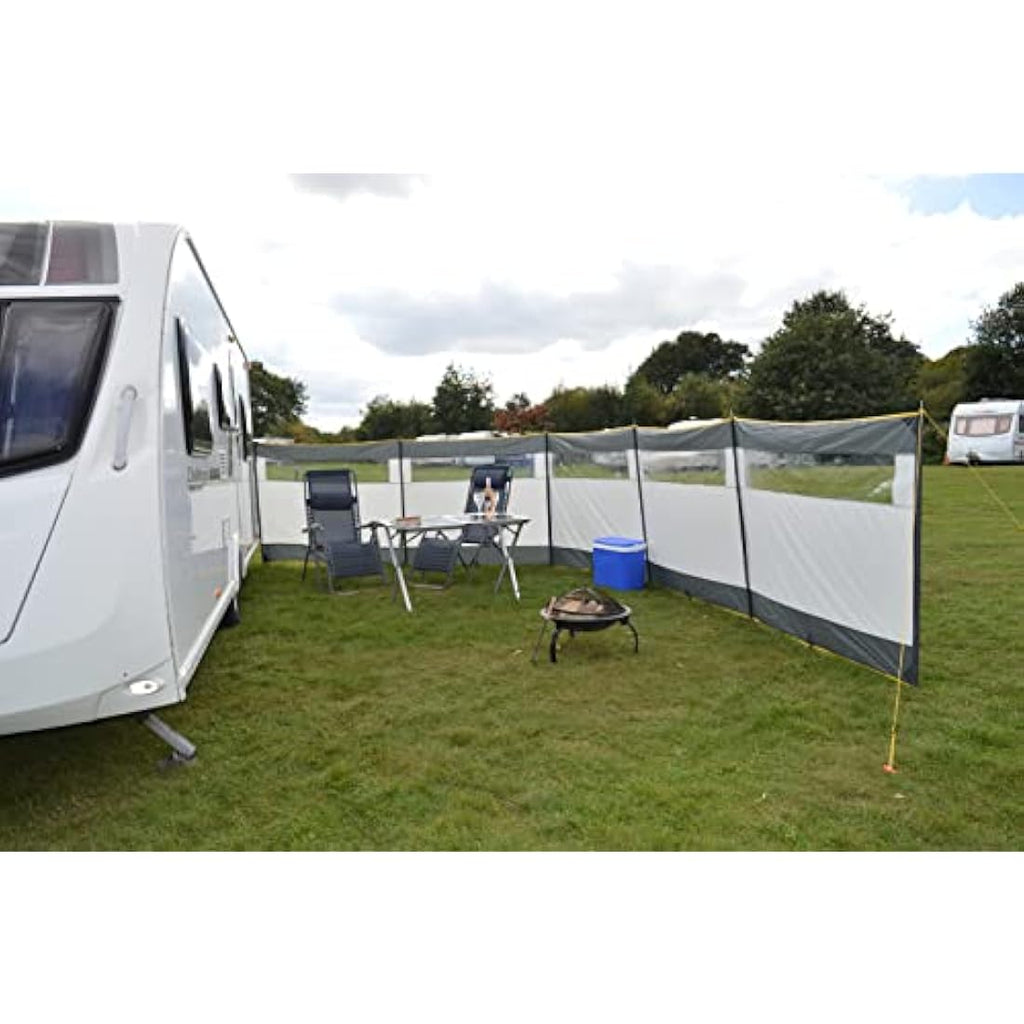 Bits4Reasons 5 Panel Steel Poled Camping Windbreak with Windows - 8m
