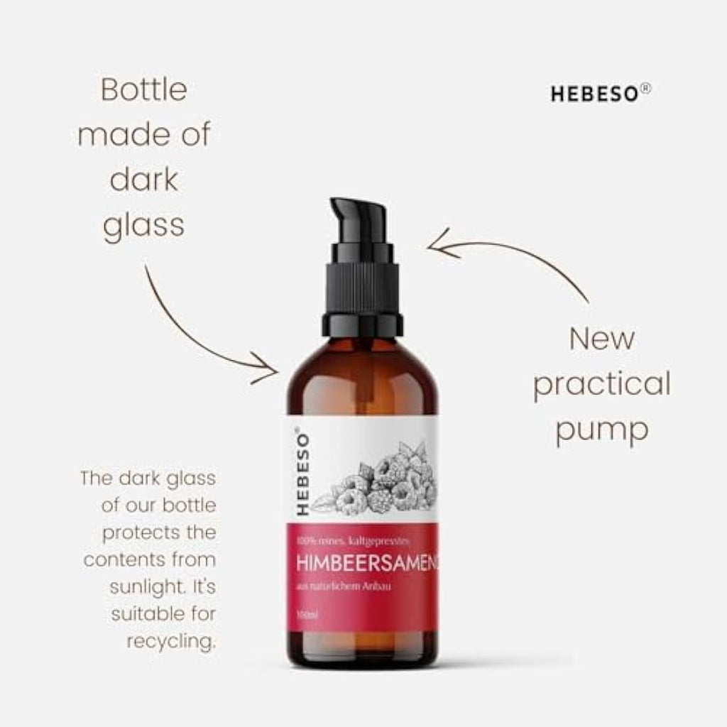 HEBESO 100% Cold-Pressed Raspberry Seed Oil – Organic Anti-Aging Face Care