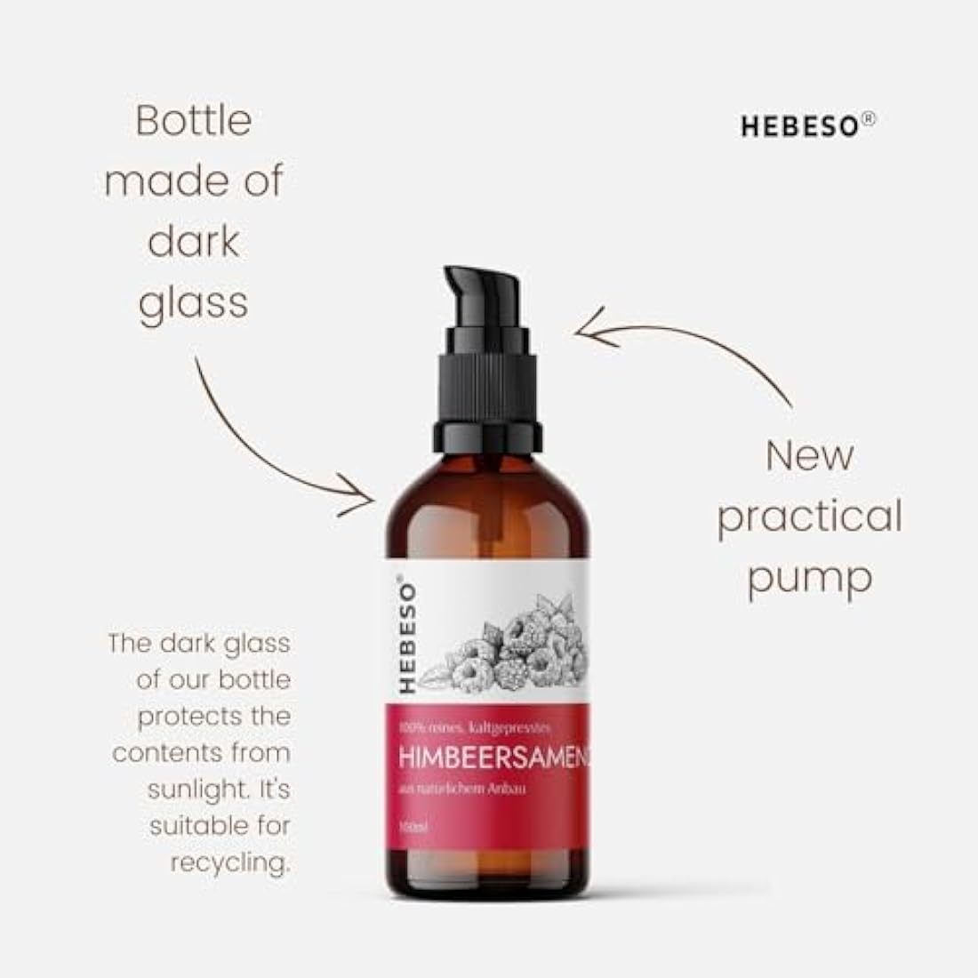 HEBESO 100% Cold-Pressed Raspberry Seed Oil – Organic Anti-Aging Face Care