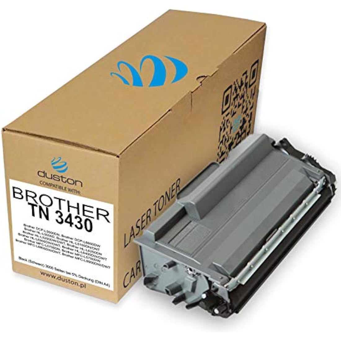 Duston 2x TN3430 Black Toner Compatible with Brother HL-L5000 & MFC-L5700