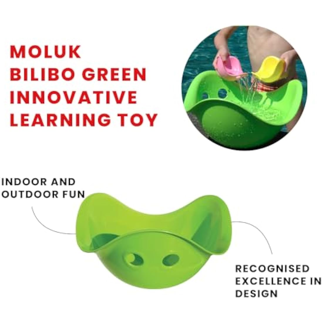 MOLUK Bilibo Open-Ended Sensory Toy – Durable Motor Skills Seat, Green