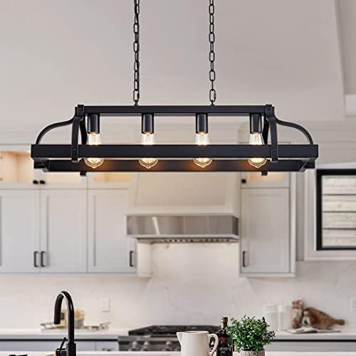 4-Light Pot Rack Chandelier – Rustic Farmhouse Kitchen Island