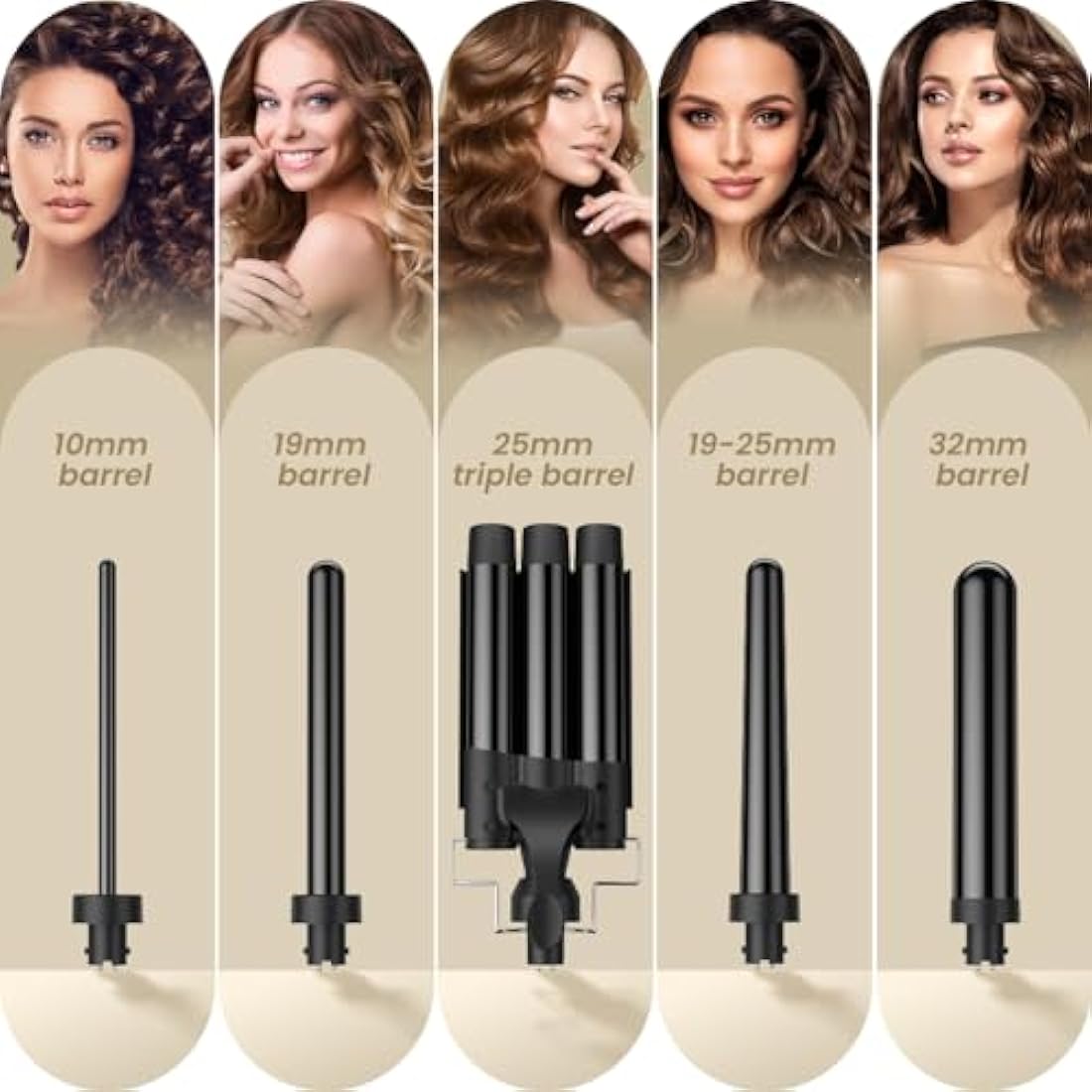 Jolof Store 5-in-1 Hair Curler & Waver Set | 10-32mm PTC Ceramic Wand