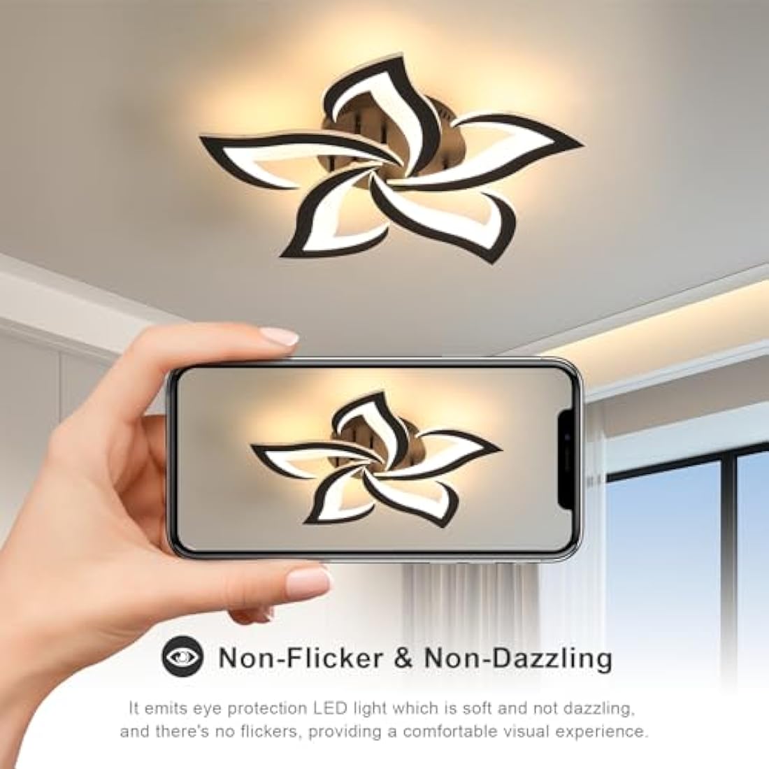 Dorlink Modern LED Ceiling Light – 60W Flower Acrylic Fixture, 3000K