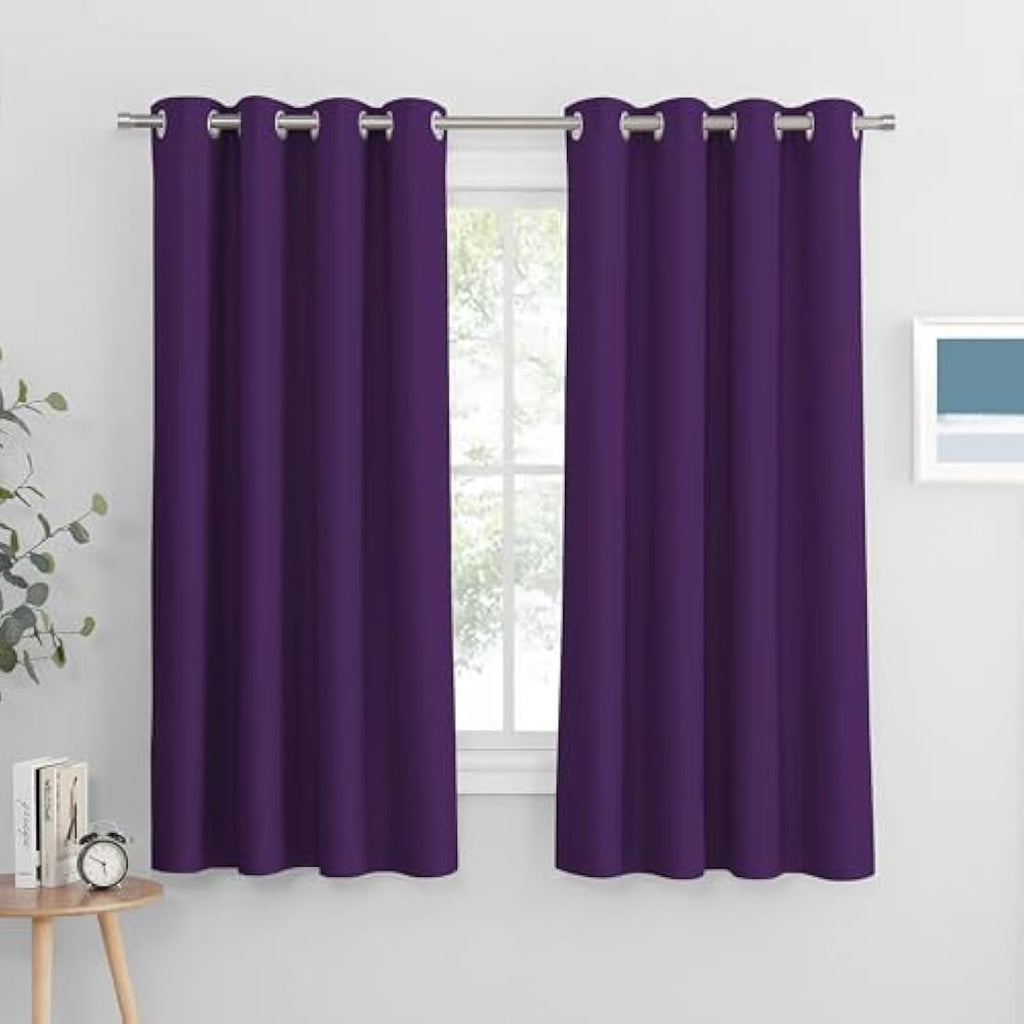 Purple Blackout Curtains – Thermal Eyelet Drapes, 46x60