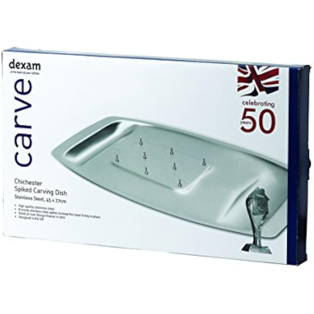Dexam Chichester Stainless Steel Meat Carving Dish with Spikes – 45x27cm