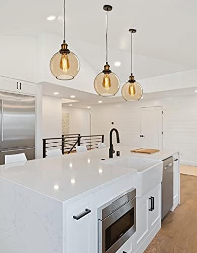 FORCOSO Industrial Glass Pendant Light – Vintage Clear Ball Ceiling Lamp