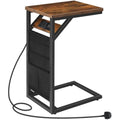 HOOBRO C-Shaped Side Table with Charging Station and Storage Bag