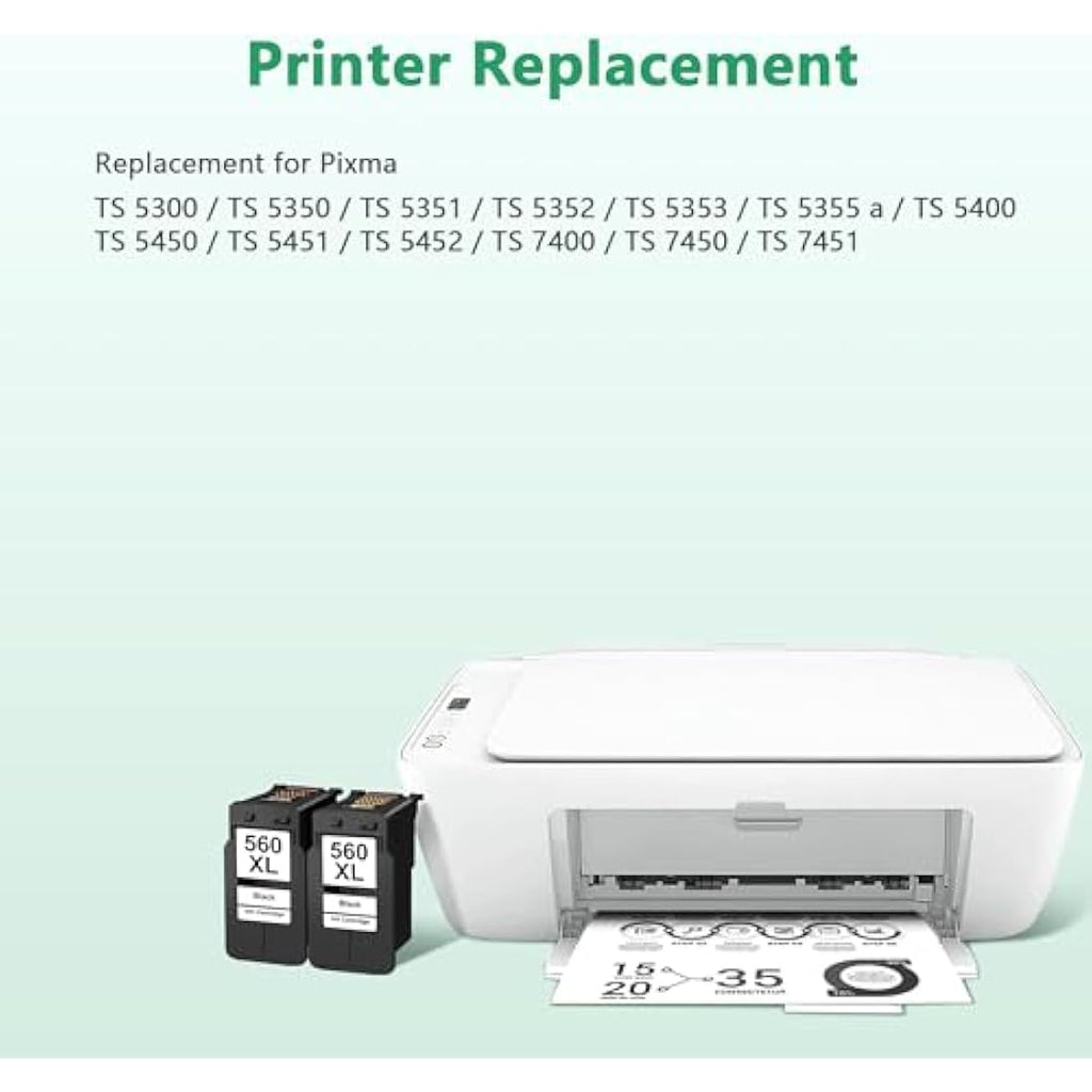 LIFOR PG-560 XL Black Ink Cartridges for Canon Pixma TS5350 TS7450 (2-Pack)