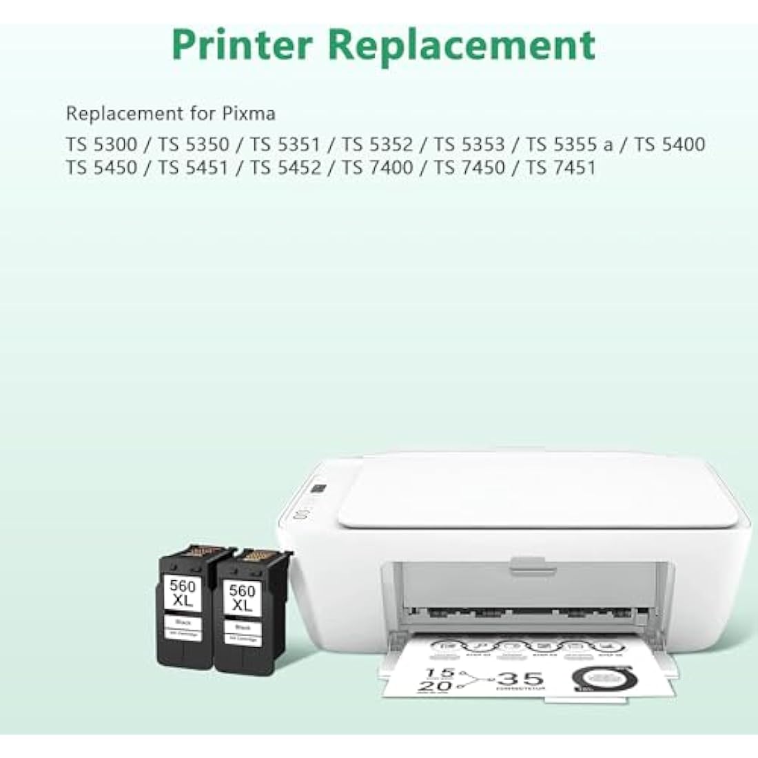 LIFOR PG-560 XL Black Ink Cartridges for Canon Pixma TS5350 TS7450 (2-Pack)
