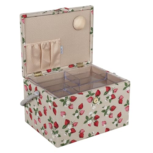 Hobby Gift Large Sewing Box – Strawberry Print Craft Storage Organizer